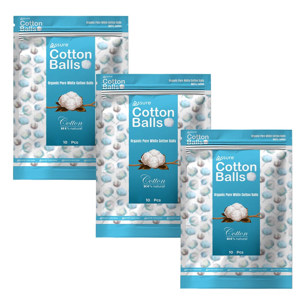 Assure Cotton Balls, 100 Pcs - Pack of 3