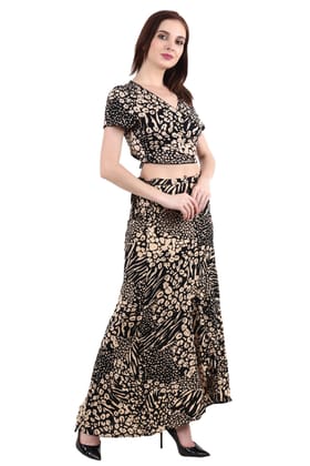 Leopard Printed Wrap Around Skirt-L / Black
