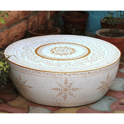 Wooden Painted Drum Coffee Table | Side Table