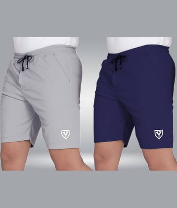 Septem Navy Blue Polyester Men's Shorts ( Pack of 2 )