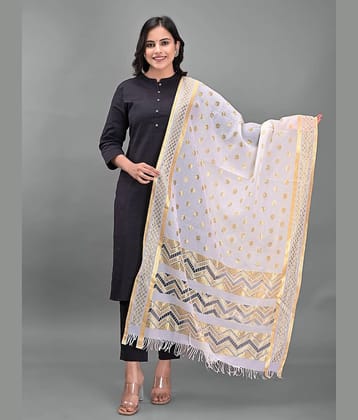 Apratim - White Silk Women's Dupatta - ( Pack of 1 )
