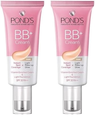 POND'S BB+ Cream, Instant Spot Coverage + Light Make-up Glow, Ivory 30g (Pack of 2) POND'S BB+ Cream, Instant Spot Coverage + Light Make-up Glow, Ivory 30g (Pack of 2) - Ivory / 5.4 g (Pack of 2)