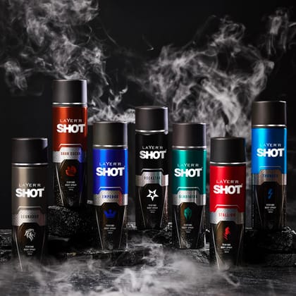 Layer'r Shot Gladiator Aerosol Perfume - 2 x 120ml Each | Long Lasting Premium Fragrance With Smokey Leather Body Spray | Luxurious Exotic Scent For Daily Use | Gift For Men