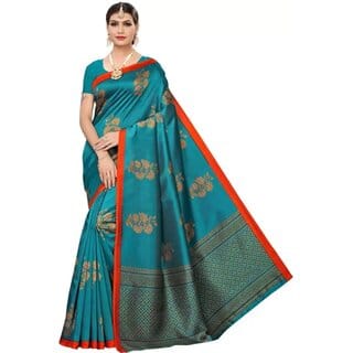SVB Sarees Womens Green Colour Art Silk Saree With Blouse