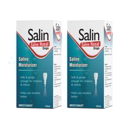 WEST-COAST Salin Nasal Drops Safe & Gentle Enough for Children & infants| Help you Breathe Better - 10ml (Pack Of 2)