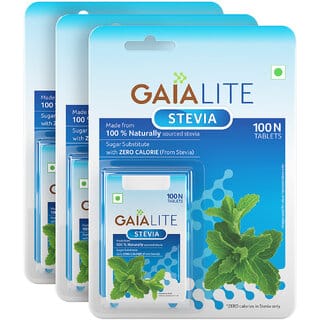 (Pack of 3) GAIA Lite Stevia Natural Sweetener, 100 Tablets - Sweetener (300 Tablets)