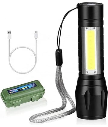 QitmirMKT Small Powerful LED Flashlight Light Mini Waterproof Portable - 10W Rechargeable Flashlight Torch ( Pack of 1 )