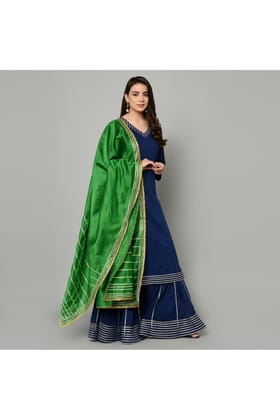NAVY BLUE WITH GREEN DUPATTA, SHARARA SET OF 2-XL