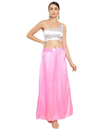 Women's Silk Solid Free Size Petticoat (Pink)
