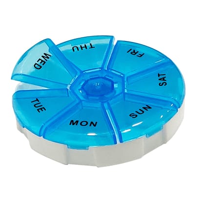 EZYFIT Round Portable Pill Medicine Organizer Reminder Storage Box For 7 Days,Pack of 5