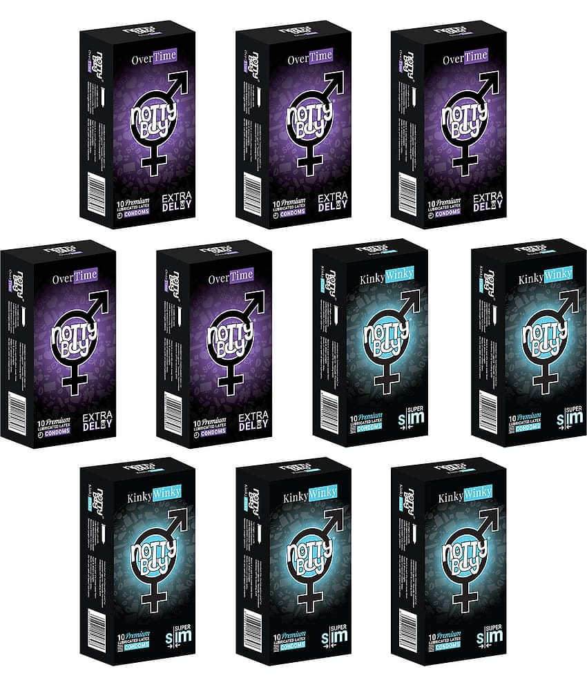 NottyBoy Extra Delay and Extra Thin Condoms - Pack of 100