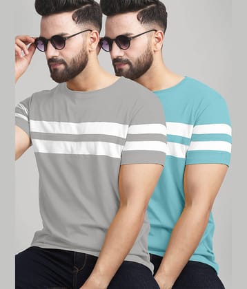 AUSK Pack of 2 Cotton Blend Regular Fit Men's T-Shirt ( Sky Blue )