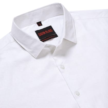 White Self-Design Slim Fit Cotton Men's Full Sleeve Shirt (GP371)-M-38 / Full Sleeve