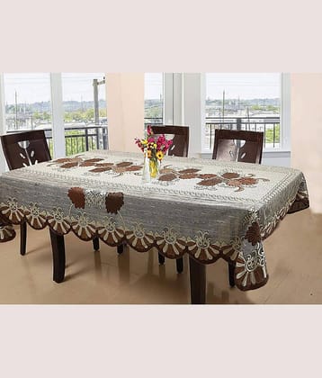 CASA FURNISHING Self Design Polyester 6 Seater Rectangle Table Cover ( 228 x 152 ) cm Pack of 1 Maroon