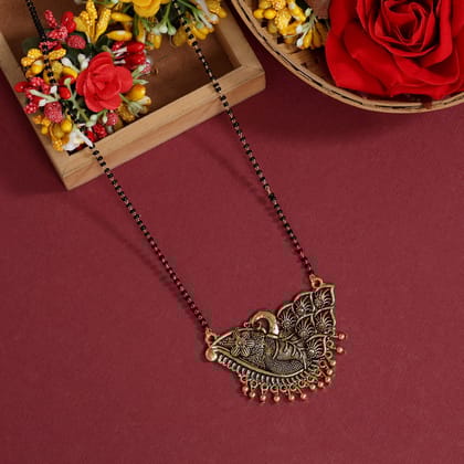 Gold Color Mangalsutra (MS296GLD)-Length: 44.00 CM x Width: 0.20 CM / Gold / Alloy With Good Quality Gold Plated