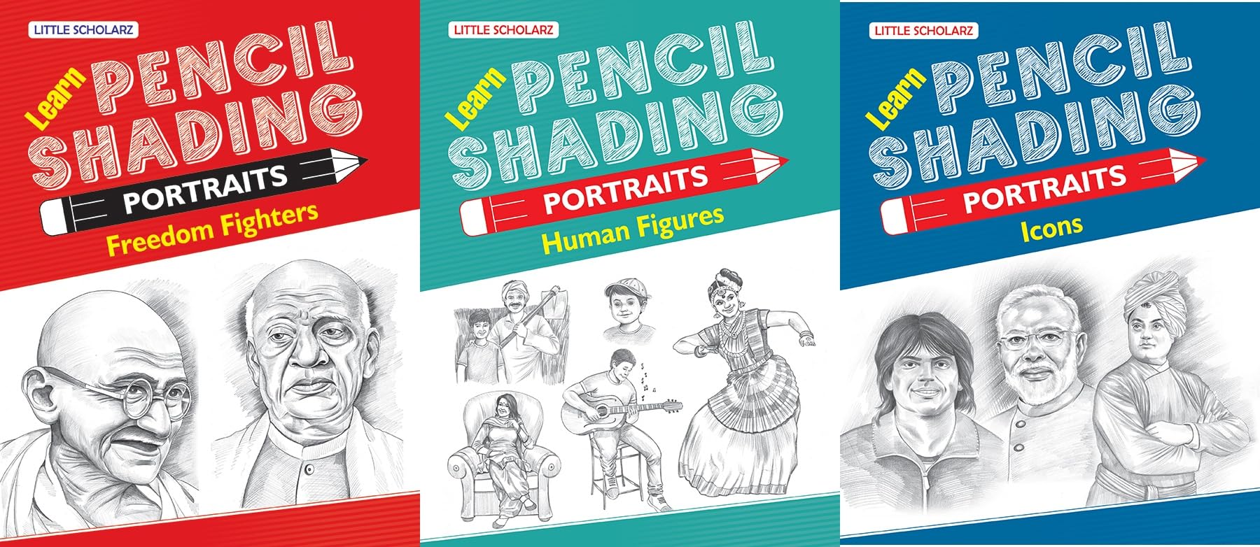 Learn Pencil Shading Portraits - FREEDOM FIGHTERS, HUMAN FIGURES & ICONS [Paperback] [Sep 24, 2023] RPH Editorial Board