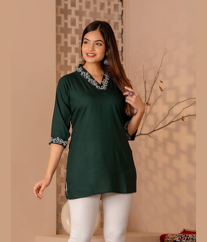Kapadia Women's Rayon Regular Top ( Green )