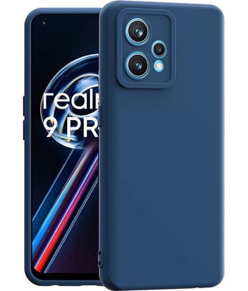 ZAMN - Blue Silicon Plain Cases Compatible For Realme 9 Pro ( Pack of 1 )