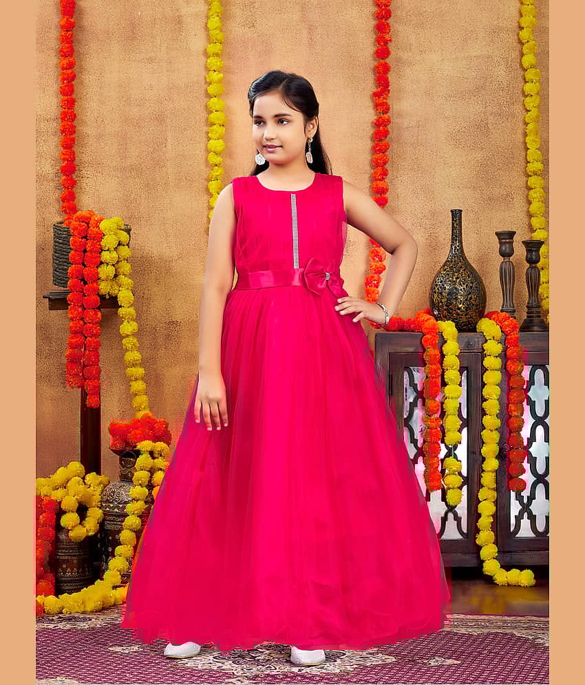 Aarika Net Gown For Girls ( Pack of 1 , Red )