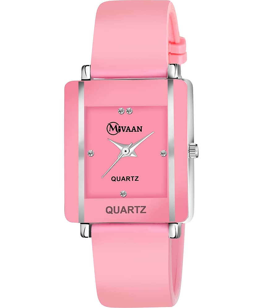 MIVAAN Pink Silicon Analog Womens Watch