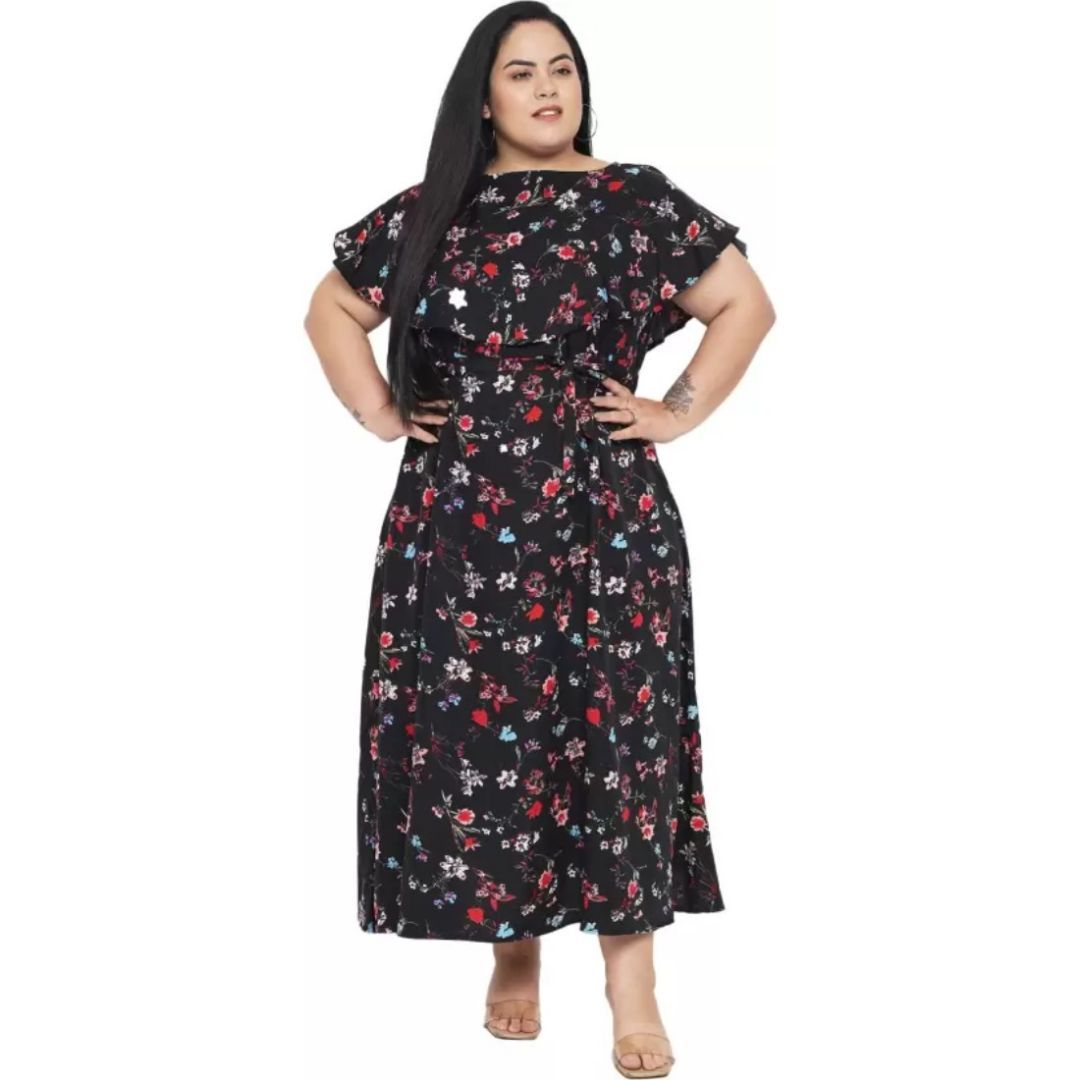 Women's Polyester Fit and Flare Black Dress Size 10XL (Black)