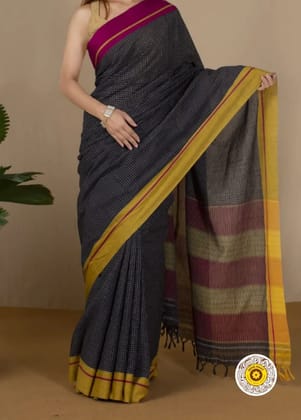 SOFT COTTON MINI CHECK SAREE.