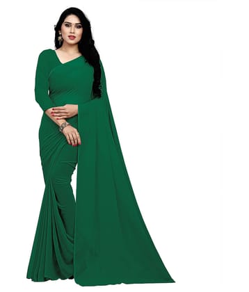 Sidhidata Georgette Solid Saree With Unstitched Blouse Piece ( Green )