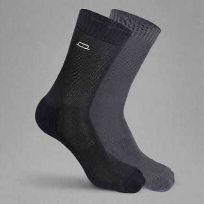 Heelium Bamboo Men Crew Socks (Solids) - 2 Pairs-Black | Grey