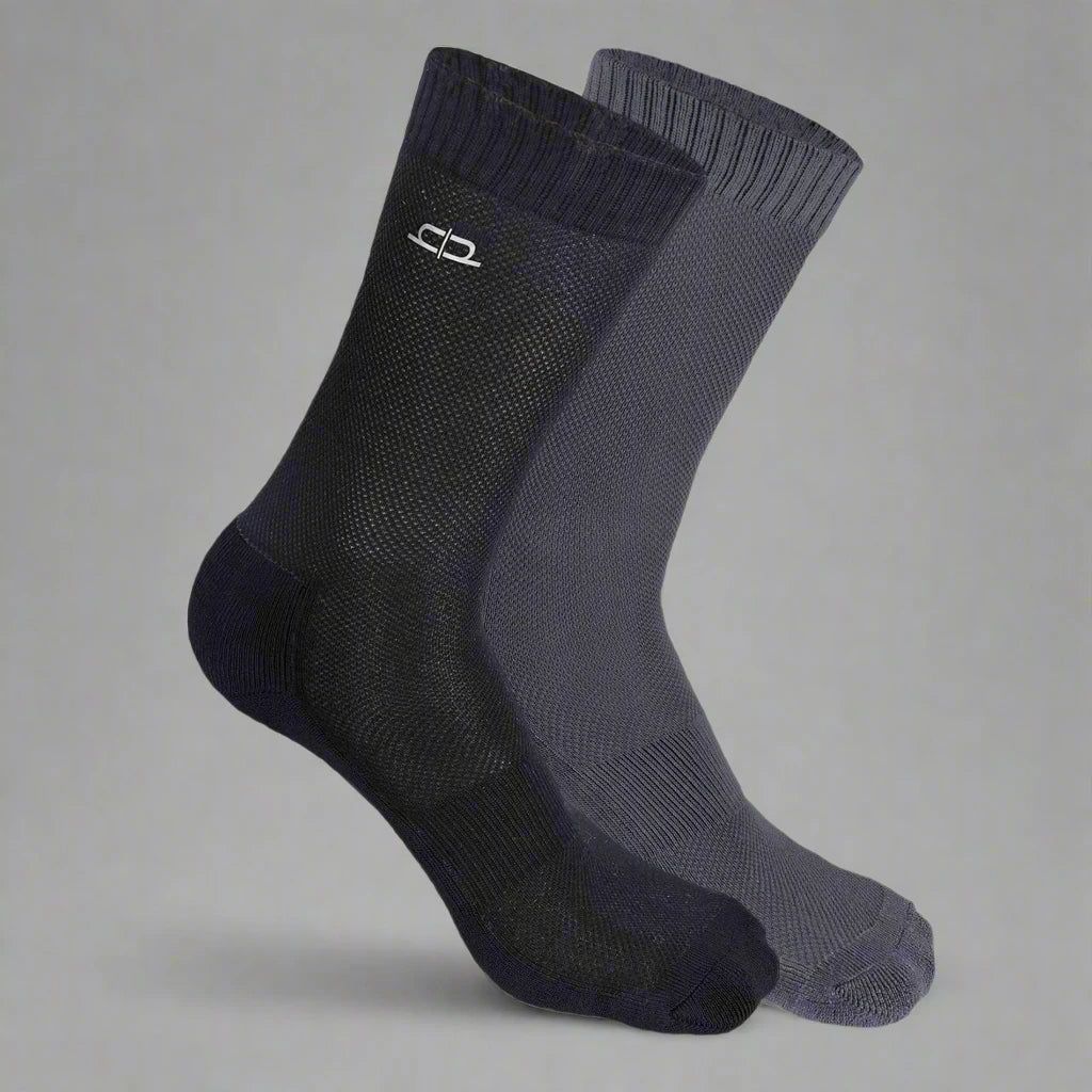 Heelium Bamboo Men Crew Socks (Solids) - 2 Pairs-Black | Grey