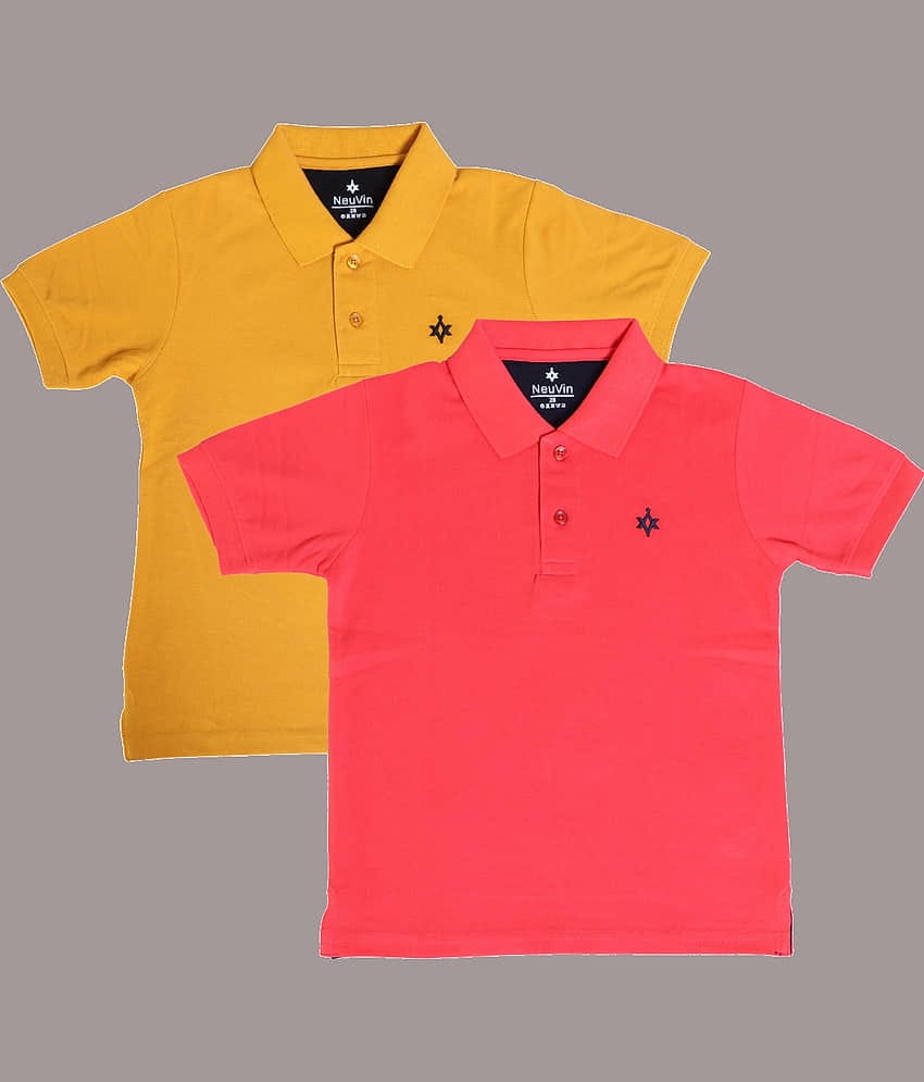NEUVIN Pack of 2 Baby Boys Cotton Blend Polo T-Shirt ( Multi )
