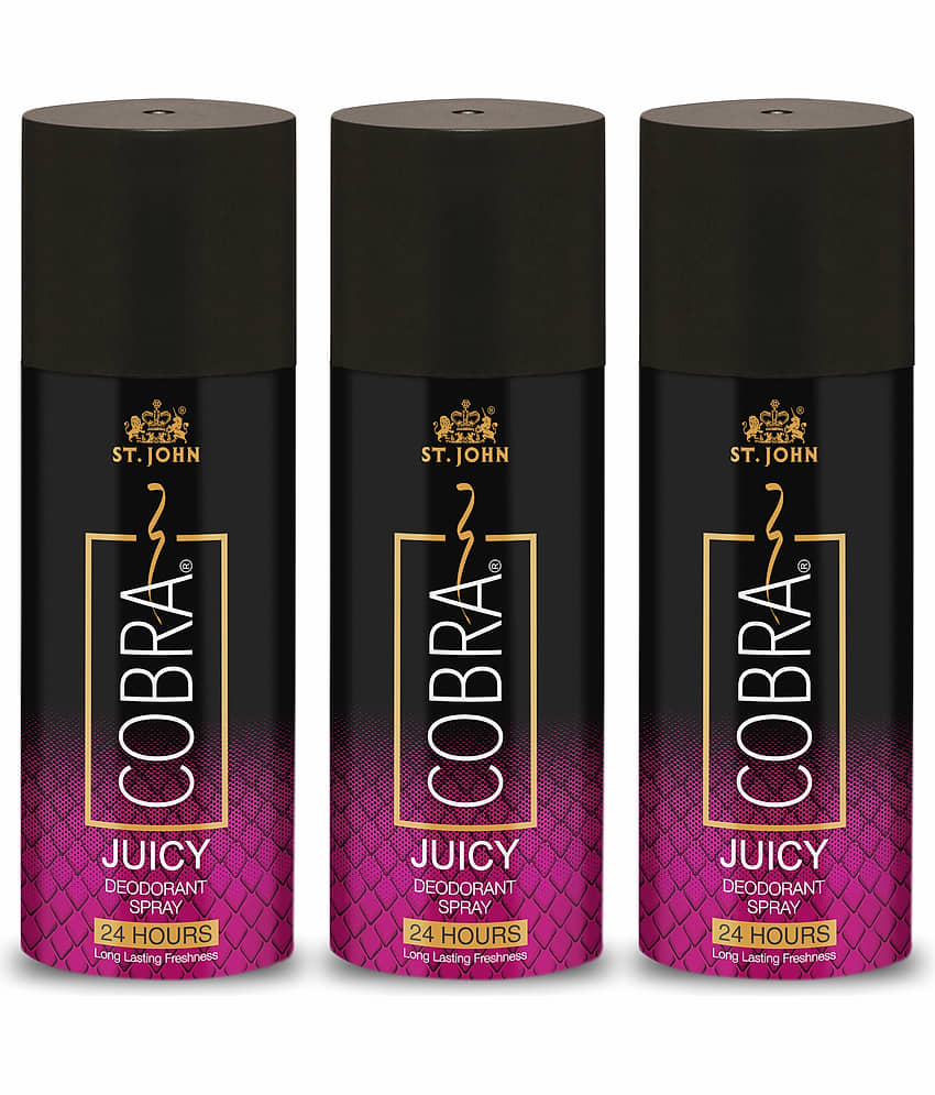 ST.JOHN Cobra Long-Lasting Deodorant Juicy 150ml Deodorant Spray for Men 150ml - Pack of 3
