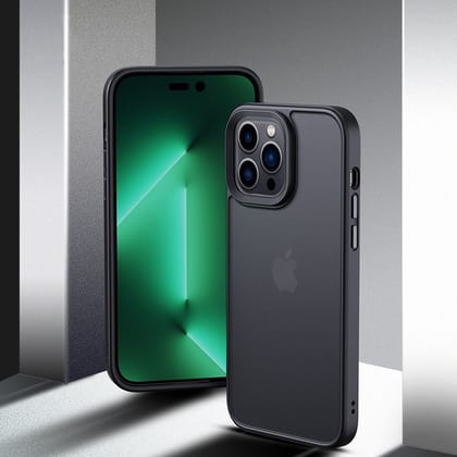 iPhone 13, 14 & 15 Series Case Premium Frosted Matte Cover Drop & Camera Protection-iPhone 14 Pro Max / Black