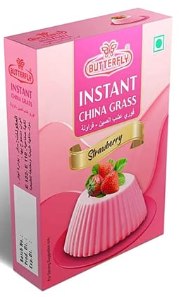 Butterfly Instant China Grass, 50g (Strawberry)  by Butterfly Dessert Mixes and Bakery Needs. Butterfly Instant China Grass, 50g (Strawberry)  by Butterfly Dessert Mixes and Bakery Needs.