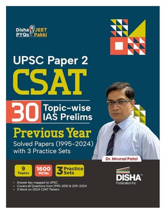 UPSC Paper 2 CSAT 30 Topic-wise IAS Prelims Previous Year Solved Papers (1995 - 2024) with 3 Practice Sets | Civil Services Aptitude Test PYQs Question Bank & Mock Tests