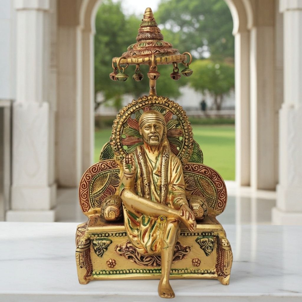 Brass Showpiece Sai Baba Umbrella Statue (BSMAS1249 B)