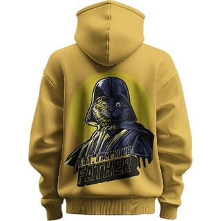 BULL CLOTHING Men's Cat, I Am Your Father Graphic Mustard Hoodie  280 GSM Fleece for Comfort and Durability (M)
