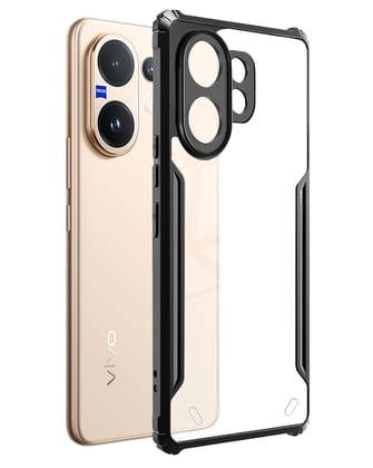 Vivo V60 Back Cover | Transparent Crystal Clear Hard PC Back Case with TPU Bumper, Drop Protection Case Cover for Vivo V60