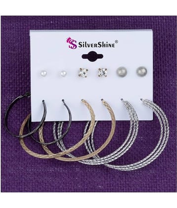 Silver Shine - Multi Color Hoops Earrings ( Pack of 1 )