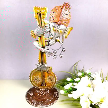Ganesh Showpiece  - Decorative Showpiece for Table & Office Decor - 20 Inch-Silver