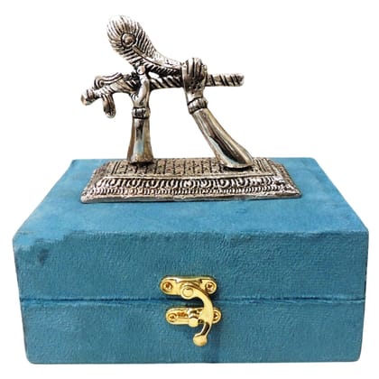 Aluminium Krishna Ji Hand Holding Flute Showpiece | Lord Krishna Statue | Decorative Home Decor Idol, Height : 4 Inch (ASMAS543 S)