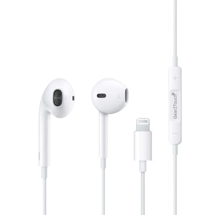GEARZTOUCH Pulse-ISHOT with Lighteenning JackWired Earphone with Powerful HD Mic for Clear Sound, in-Line Volume Controller Compatible with iPhone 14/13/12/11 Pro Max Xs/XR/X/7/8 Plus - All iOS-White GEARZTOUCH Pulse-ISHOT with Lighteenning JackWired Earphone with Powerful HD Mic for Clear Sound, in-Line Volume Controller Compatible with iPhone 14/13/12/11 Pro Max Xs/XR/X/7/8 Plus - All iOS-White