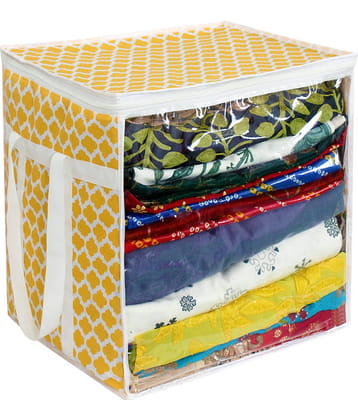 PrettyKrafts XL Saree Cover/sari organizer with handles and transparent front (15 * 12 * 15 In),(SIngle)