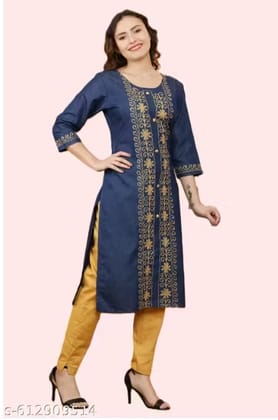 Stylish Denim Embroidered Premium Kurti