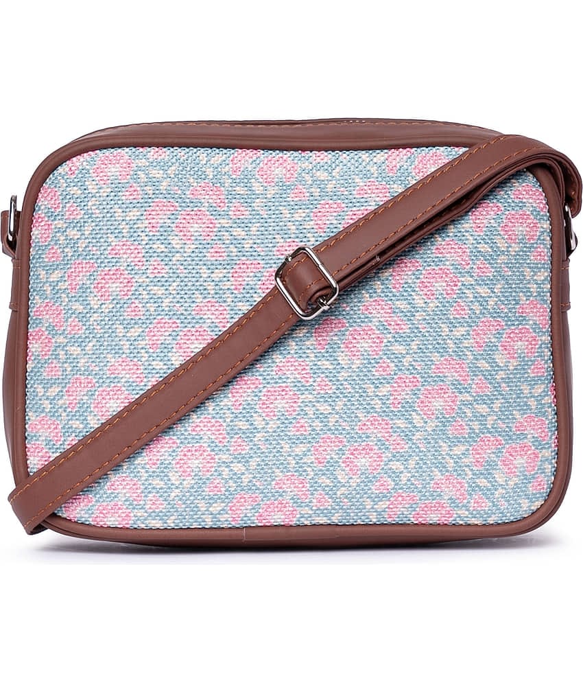 Zouk Sling Bag Jute Set of 1 ( Blue )