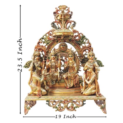 Brass Ram Darbar Idol Statue | Premium Hindu Religious Showpiece, Height : 23.5 Inch (BSMAS131 S)