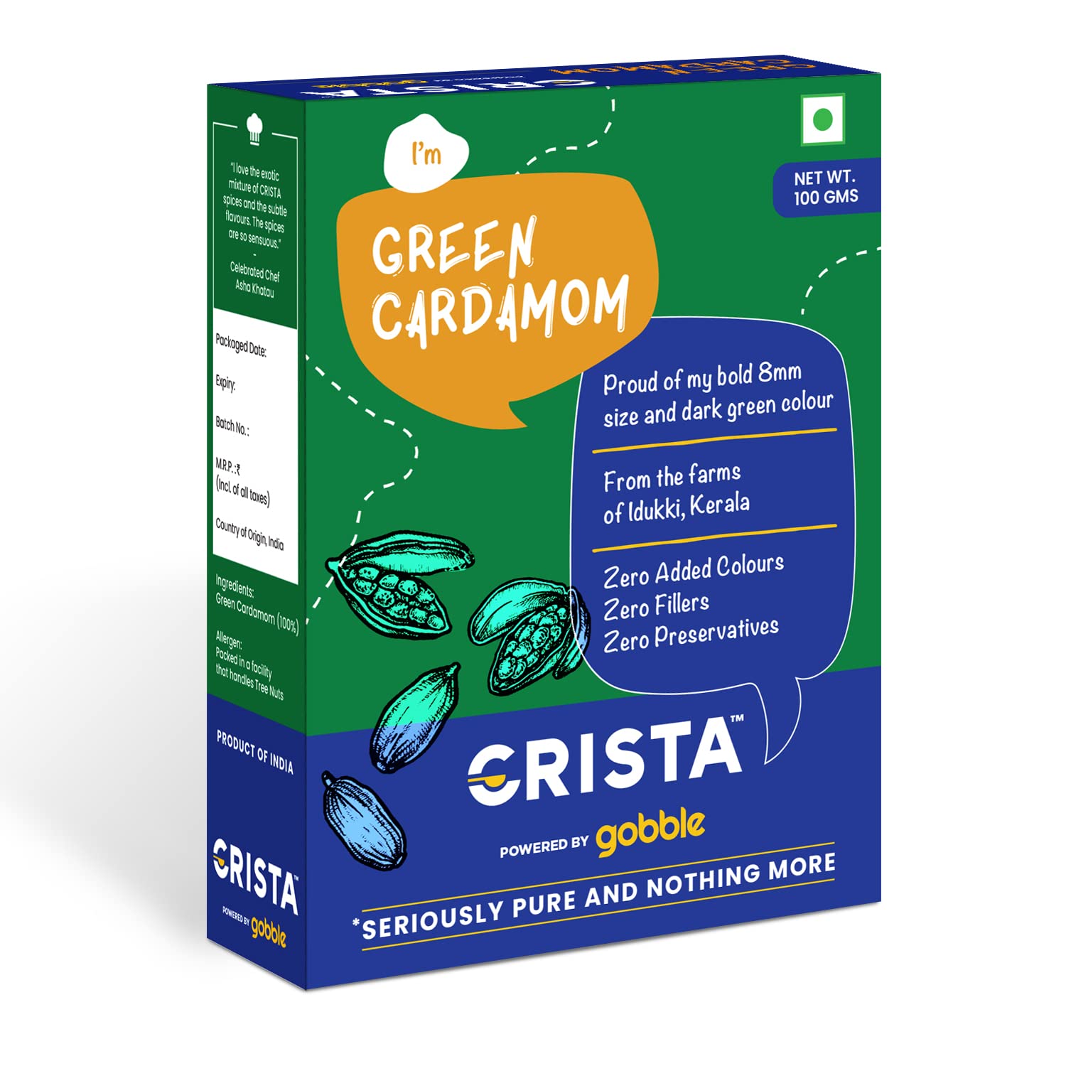 CRISTA Green Cardamom, 100 gm