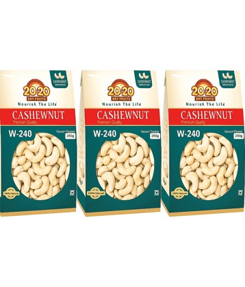 20-20 Dry Fruits Cashew nut (Kaju),Drum Roasted Cashews 250 g Pack of 3