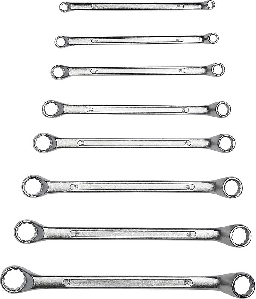 "Double Sided Ring Spanner Size: 6-20 & 22 Ring Spanner Set of 8 Pc
