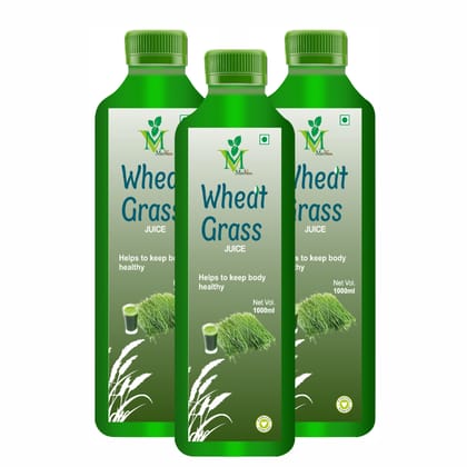Mint Veda Wheatgrass Juice – Natural Detoxifier, Herbal Juice Helpful to boost Immunity, Blood Purification, Improves Digestion and Metabolism, (1L) Pack of 3
