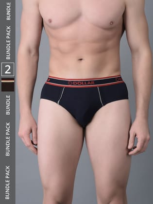 Men's Assorted Pack of 2 Combed Cotton Solid Brief With Anti-Microbial Odour Control